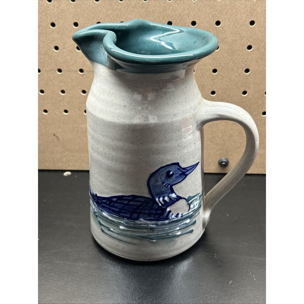 Great Bay Pottery Duck Creamer/Pitcher, Gray & Blue 2001